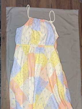 H&M Girls' Pastel Patchwork Maxi Dress in Blue, Yellow, Pink, Cream